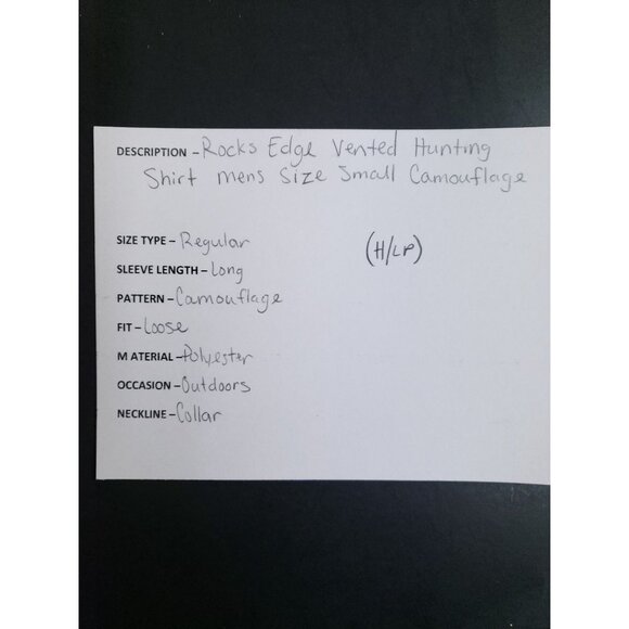 Rocks Edge Vented Hunting Shirt Men's Size Small Camouflage - Picture 7 of 8